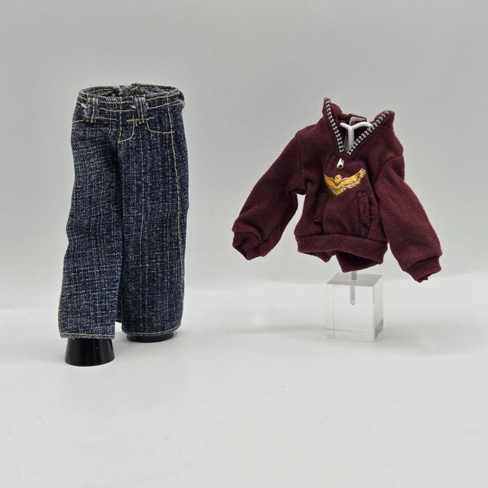 Bratz Doll Boyz Burgundy Eagle Hoodie & Denim Pants